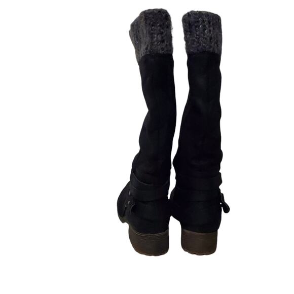 Celia | Radical Sweater Cuff Calf Height Moto Distressed Boots - Picture 5 of 10